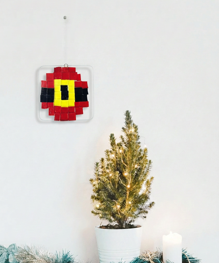 Même scène de Noël avec l’œuvre de la boule à la place du flocon