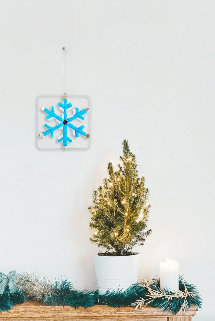 Scène de Noël avec le flocon en mosaïque turquoise